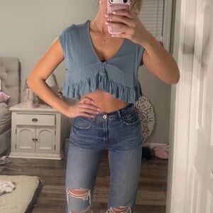 Urban Outfitters Blue Ruffle Top